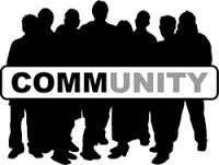 Silhouette of people with the word 'Community'