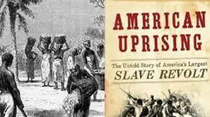 Depiction of slave revolt and American Uprising book cover