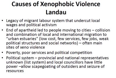 Causes of xenophobic violence
