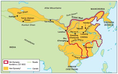 Map of the Han Dynasty c. 100 BCE