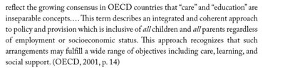 Text excerpt on integrated ECEC policy from OECD
