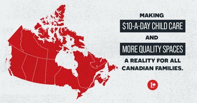 Map of Canada with $10-a-day child care policy