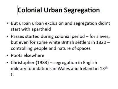Colonial Urban Segregation slide