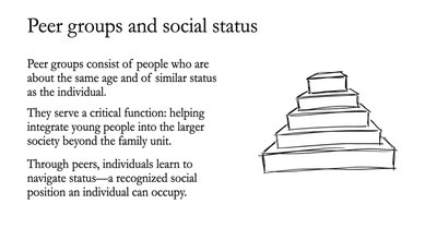 Pyramid illustration representing social status in peer groups.