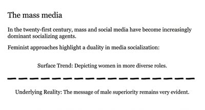 Diagram showing surface trend and underlying reality in media socialization.