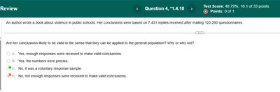 Multiple choice question about sampling validity
