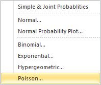 PHStat Poisson probability dialog box