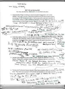 Statistics worksheet with hypothesis testing and calculations