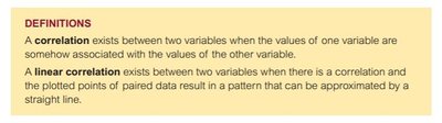 Definitions of correlation and linear correlation