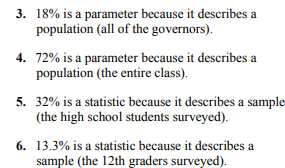 Parameter/statistic explanations