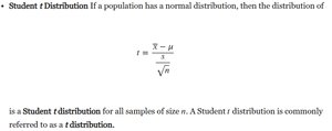 Definition and formula for Student's t-distribution
