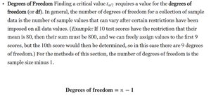 Explanation and formula for degrees of freedom