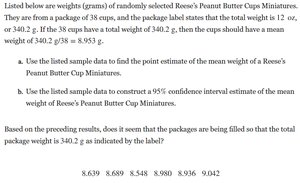 Sample data and confidence interval calculation example