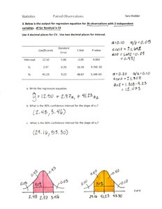 Regression output and confidence interval calculation