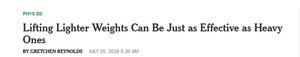 NY Times headline on lifting weights