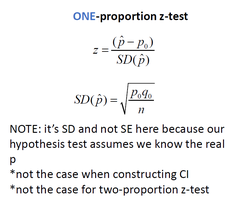 One-proportion z-test formula and explanation