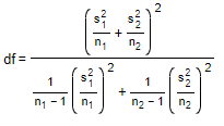 Formula for degrees of freedom for two-sample t-test