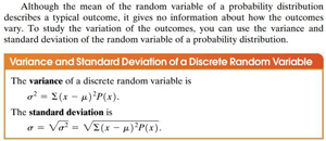 Variance and standard deviation of a discrete random variable