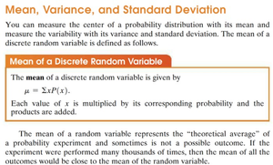 Definition of mean of a discrete random variable