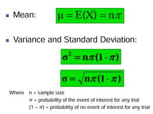 Binomial mean, variance, and standard deviation formulas