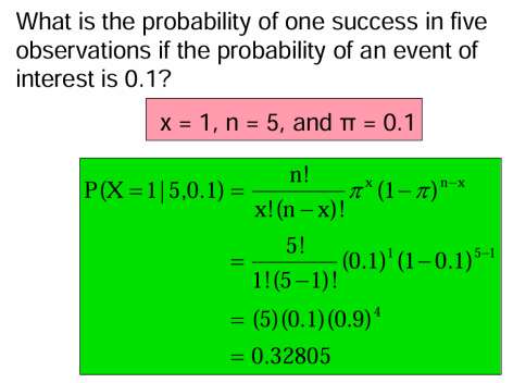 Binomial probability calculation example