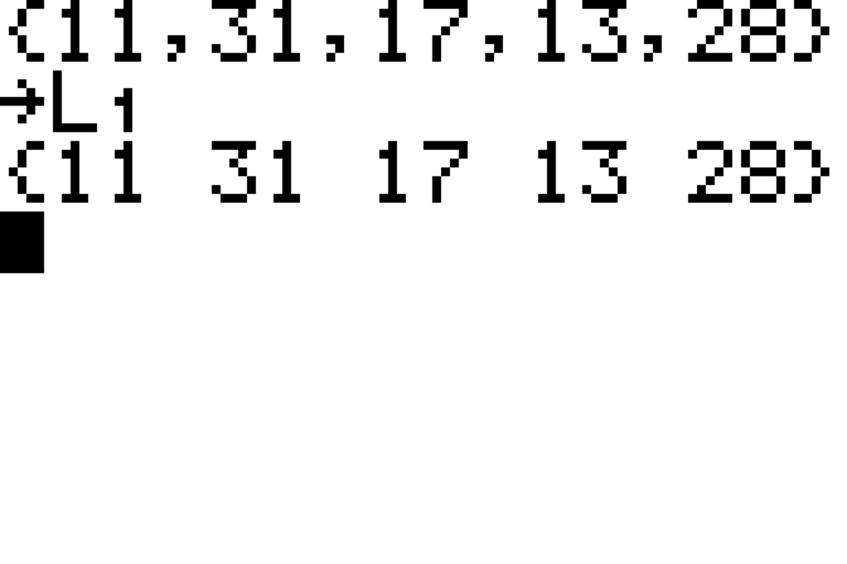 Calculator data entry example showing values entered into variable L1