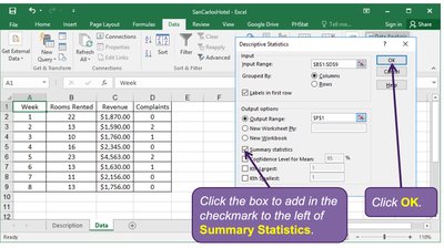 Generating summary statistics in Excel