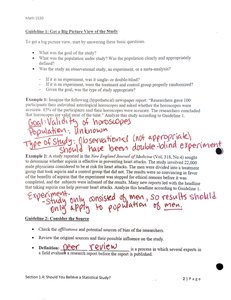 Example of big picture view in statistical study
