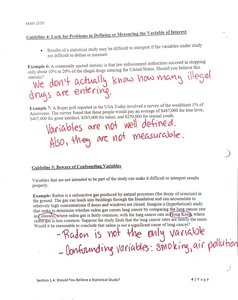 Example of measurement issues in statistical study