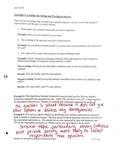 Example of survey bias in statistical study