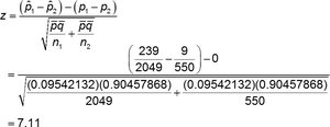 Calculation of z statistic