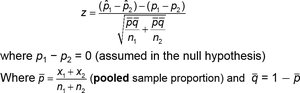 Test statistic for two proportions
