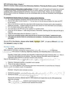 Sample notes on statistics definitions and examples