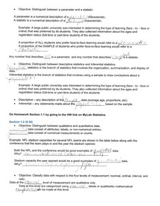 Notes on parameters, statistics, and types of data