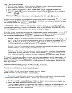 Sampling methods and random number tables