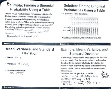 Binomial probability table example
