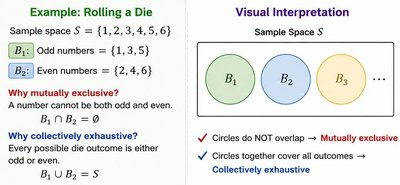 Example of mutually exclusive and collectively exhaustive events with a die