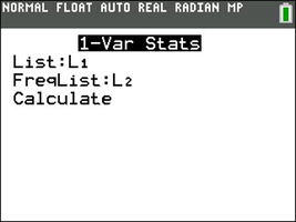 1-Var Stats setup screen