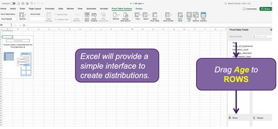 Drag Age to Rows in Pivot Table