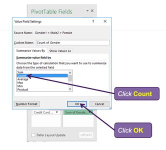 Select Count in Value Field Settings