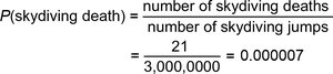 Probability calculation for skydiving death