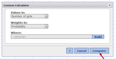 StatCrunch custom calculator window