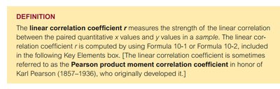 Definition of linear correlation coefficient r