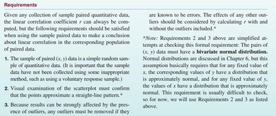 Requirements for using the linear correlation coefficient r