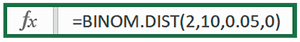 Excel formula for binomial probability