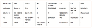 Example of raw data without context