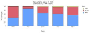 Side-by-side bar graph of voting by race