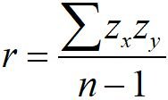 Formula for correlation coefficient r