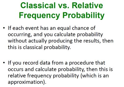 Classical vs. Relative Frequency Probability