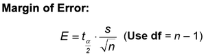 Margin of error formula for unknown sigma